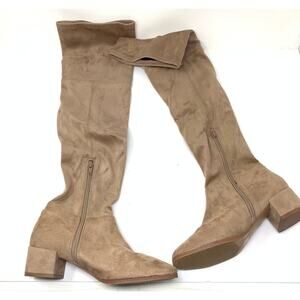 Chinese Laundry Women's Sz 6 US Side Zip Over the Knee Boot Solid Tan Faux Suede